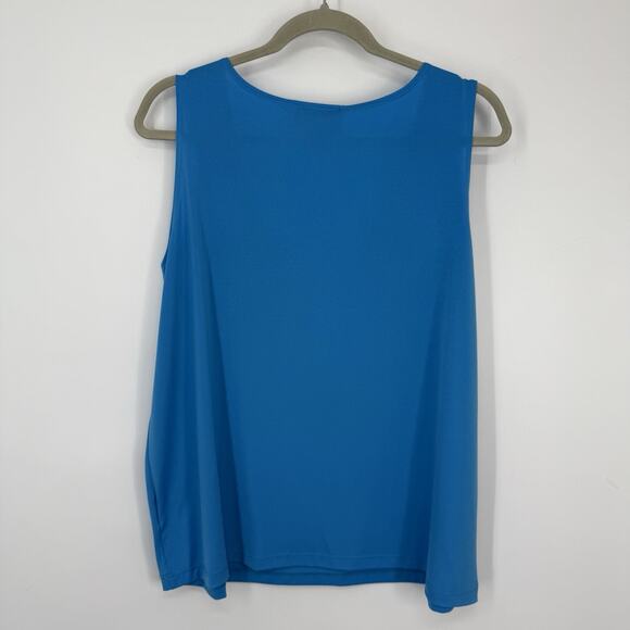 Slinky Brand Tank Top size 1X Scoopneck Bright Blue Stretch Jersey Pullover - Picture 3 of 7